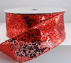 Wired Red Glitter Dots Christmas Ribbon