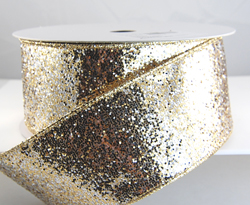 Wired Gold and Silver Glitter Ribbon