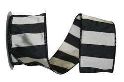 Wired Silky Stripe Dupioni Black and White Ribbon
